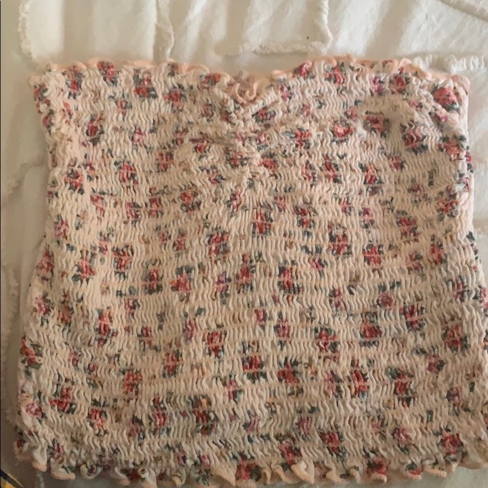 Smocked floral tube top